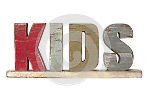 Word Kids Spelled in Wooden Letters photo