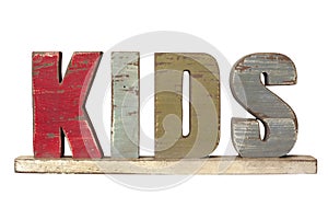 Word Kids Spelled in Wooden Letters