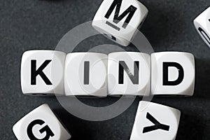 Word kind on toy cubes