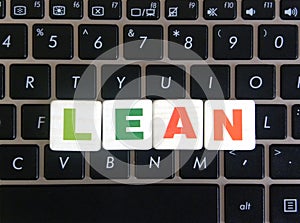 Word Lean on keyboard background