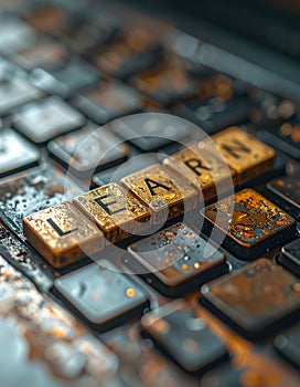 The word Learn on a rusty old keyboard