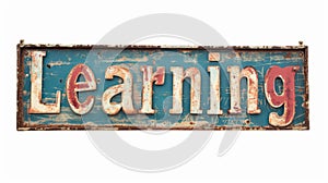 The word Learning isolated on white background made in Vintage Typography style.