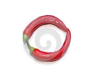 word letter O, number 0, circle frame from red green chili pepper letter for mojo rojo, mojo verde recipe photo