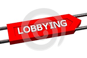 Word lobbying the arrow isolated on white background