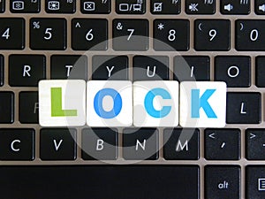 Word Lock on keyboard background