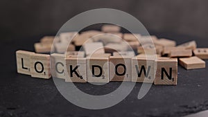 The word Lockdown written on wooden letter cubes