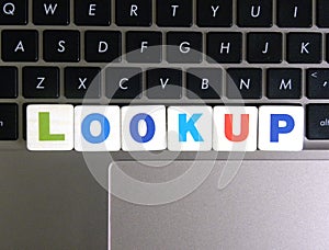 Word Lookup on keyboard background photo