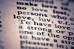 Word love from the dictionary