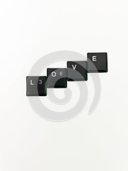 Word love from keyboard keys. Couple concept. Loving and caring