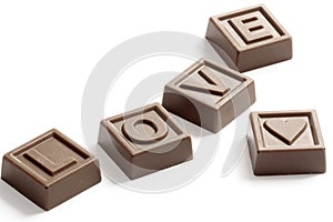 Word Love made of chocolates