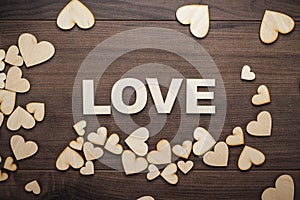 Word love made up with wooden letters