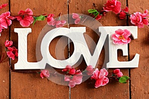 Word love made of wooden letters