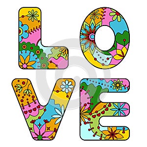 Word love painted colorful