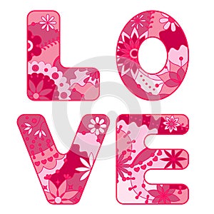 Word love painted pink