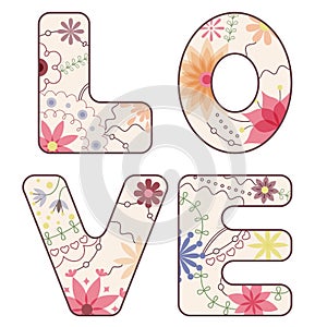 Word love painted vintage