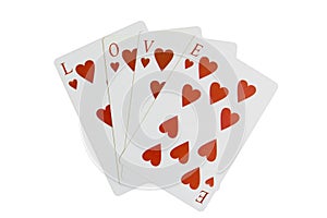 Word LOVE Playing Cards Hearts