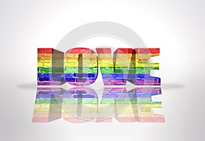 Word Love with Rainbow Gay Flag