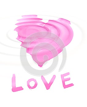 Word ''love'' with stylized love symbol