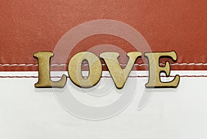 The word Love on a twin colored background.