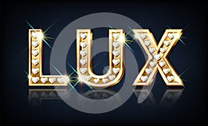 Word LUX gold diamonds heart shaped vector