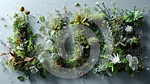 A word made of plants and moss with the letters life in it, AI