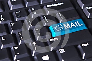 Word of mail on the blue button