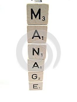 The word manage spelled out