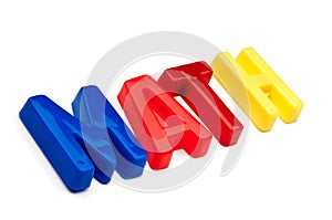 The word math spelled out in toy letters