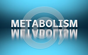 Word Metabolism on blue background