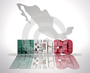 Word Mexico on a map background