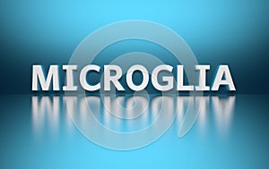 Word Microglia on blue background photo