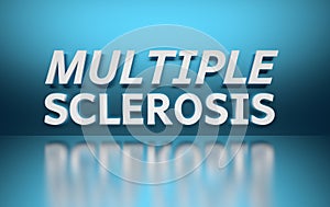 Word Multiple Sclerosis on blue background