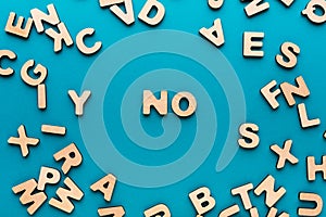 Word No on blue background