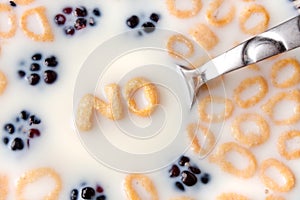 The Word NO In Cereal Letters photo