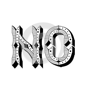 Word NO handdrawn black and white lettering, Refusal, denial, negative concept. Vector