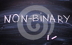 The word Non- binary ion a chalk board