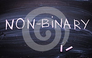 The word Non- binary ion a chalk board photo