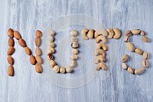 The word nuts is made up of almonds, hazelnuts, cashews and pistachios