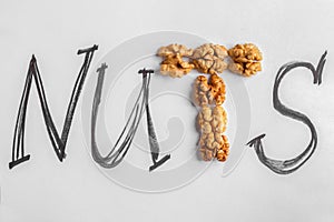 Word NUTS written on light background