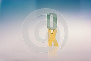the word OK written with letter blocks