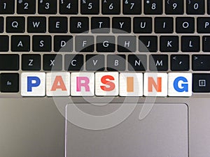 Word Parsing on keyboard background photo
