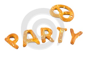 Word party made in pretzels