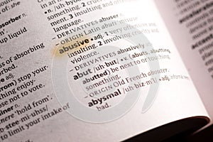 The word or phrase Abusive in a dictionary