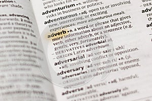 The word or phrase Adverb in a dictionary