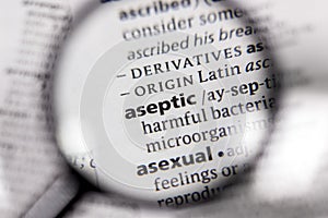 The word or phrase aseptic in a dictionary