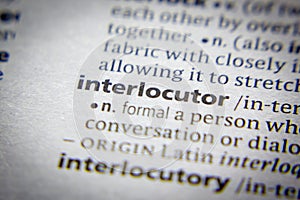 Word or phrase Interlocutor in a dictionary. photo