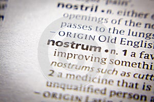 Word or phrase Nostrum in a dictionary photo