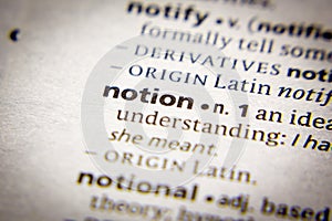 Word or phrase Notion in a dictionary.