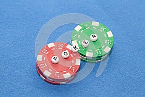 Word`poker` with poker chips