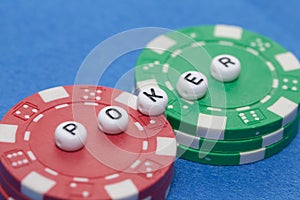 Word`poker` with poker chips